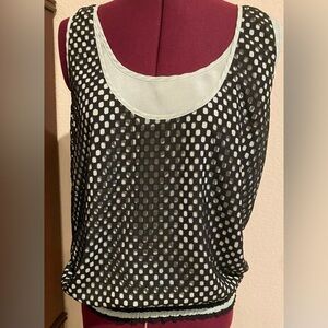 Women’s PINKO DESIGNER Black Light Green Tank Top Shirt Size Medium